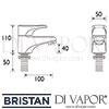 Bristan Jute Bath Taps Dimensions